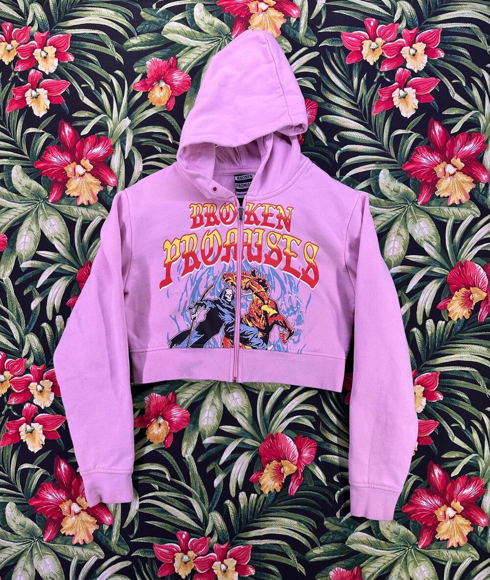 Broken Promises Bellybutton Zip Up Hoodie Size Small